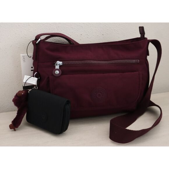 Kipling KIB7V9-1EJ Women's O/S Dark Plum/Black Syro Set Crossbody Bag - Picture 1 of 16